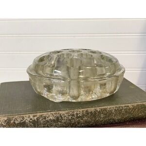 Glass flower frog-13 hole- thick/ large vintage flower frog- home decor